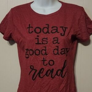 Today is a Good Day to‎ Read Shirt Cap Sleeve Red Small A465
